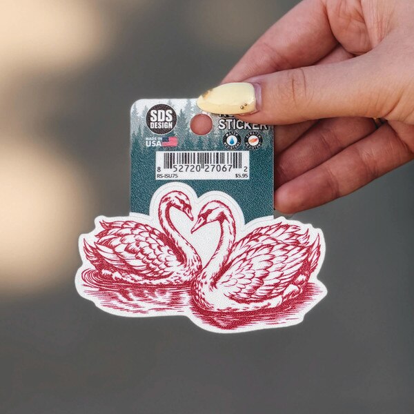 Two Swans Cardinal Rugged Sticker 3-5-inch